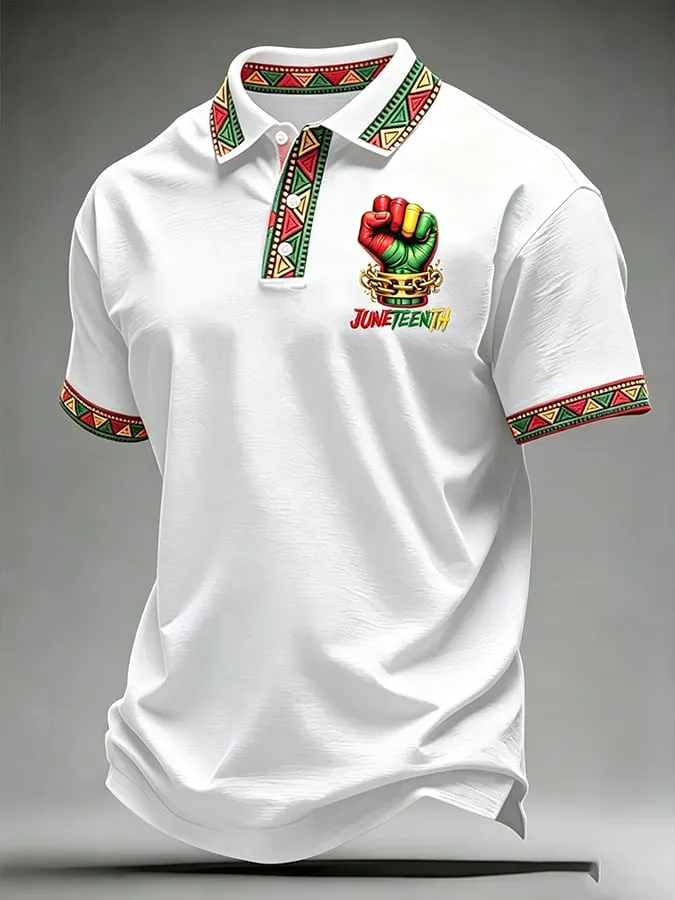 Men'S Juneteenth Printed Polo Shirt