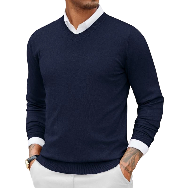 Fall Outfits 2-Pack Knitted Ribbed V-neck Casual Jumper Knitwear Classic Fabric Fashion Menswear Shirt Soft Sweater Office