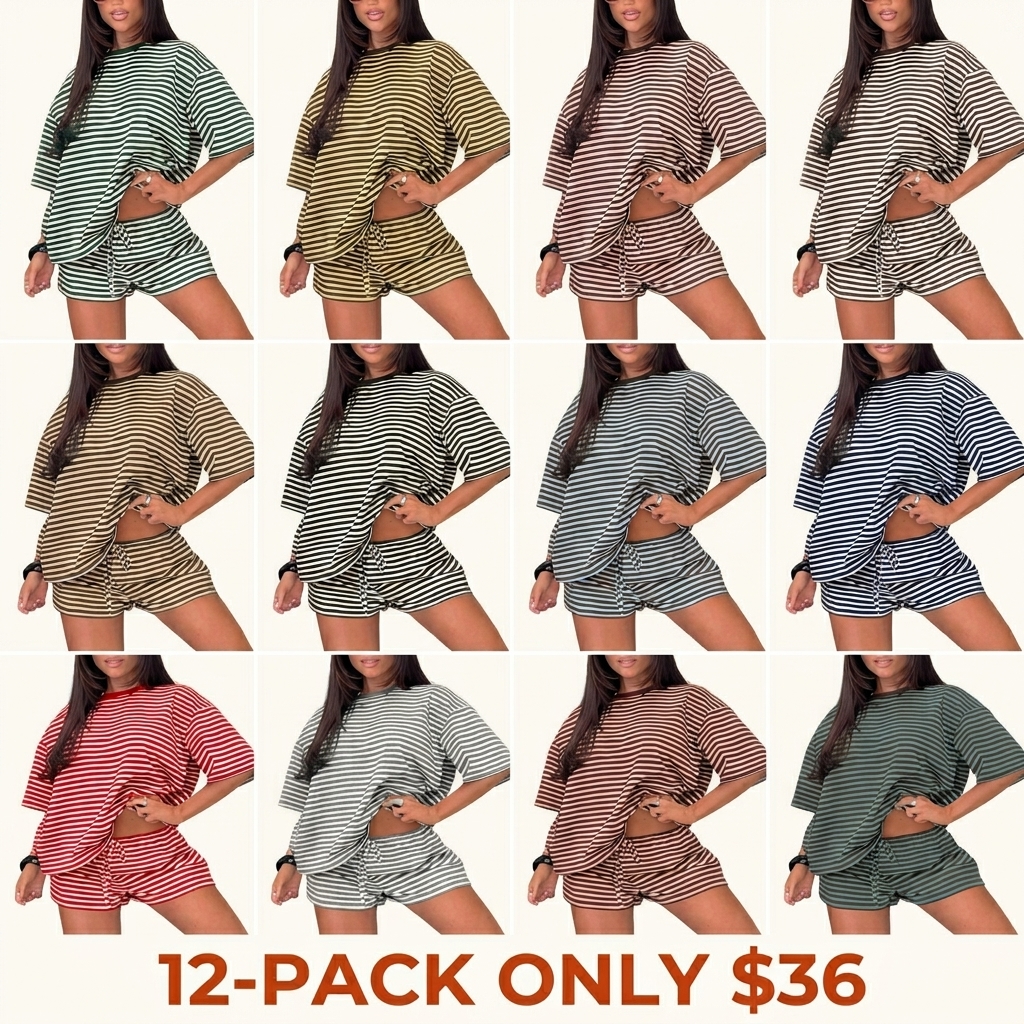 Women's striped print two-piece set
