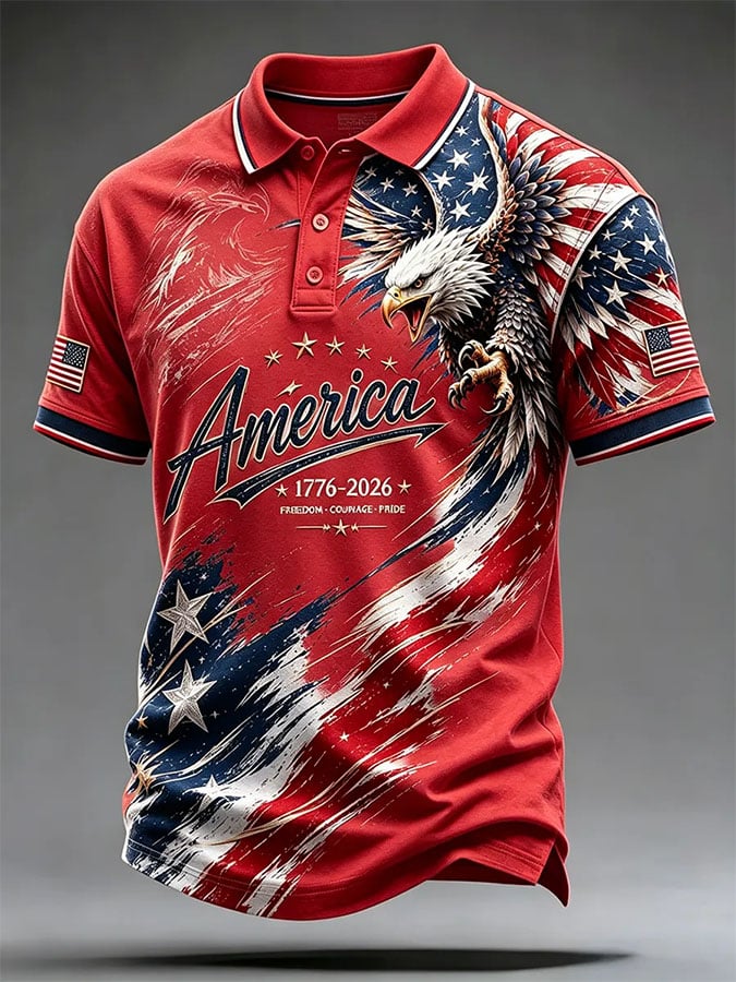 Men's Print Casual Polo Shirt