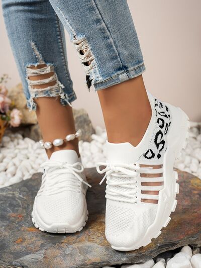 Cutout Leopard Lace Up Mesh Athletic (multiple color options)
