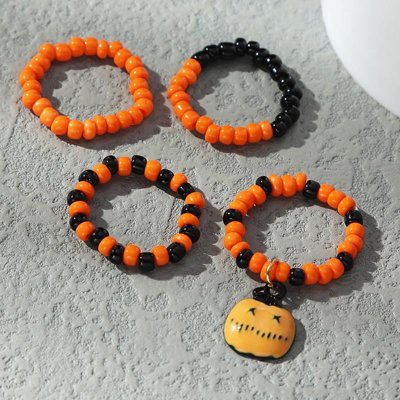 Fashionable And Creative Elastic Rice Bead Pumpkin Pendant Design Ring
