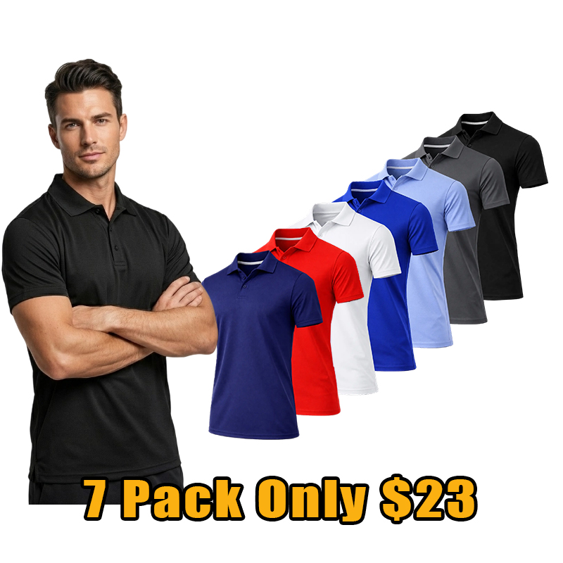 👕 Men's 5-Pack Performance Dry-Fit Polo Shirts
