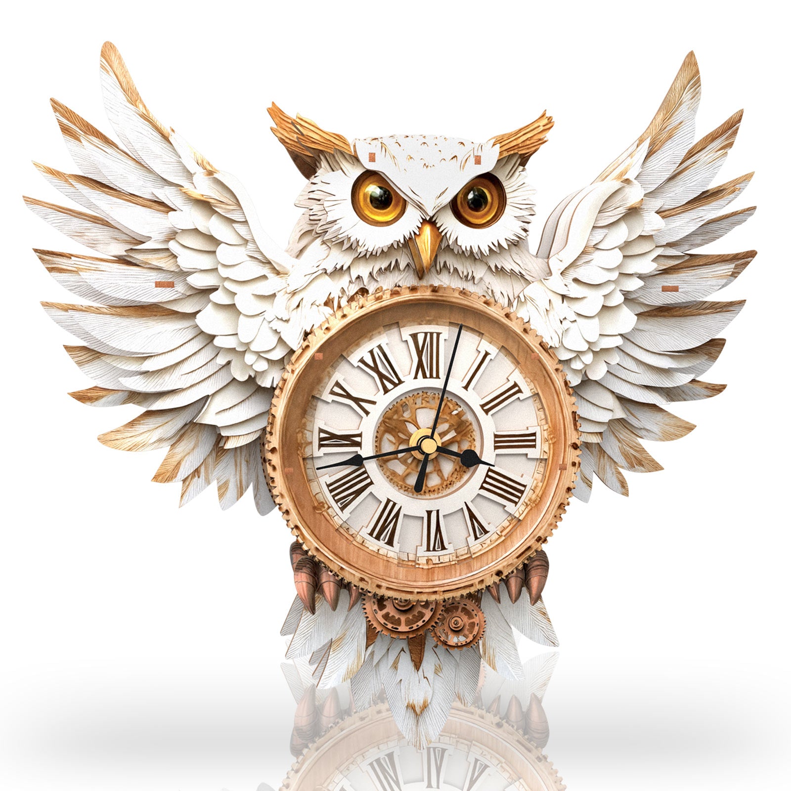 Snowy OwlDIY Wooden Clock, 3D Puzzle Craft Kit