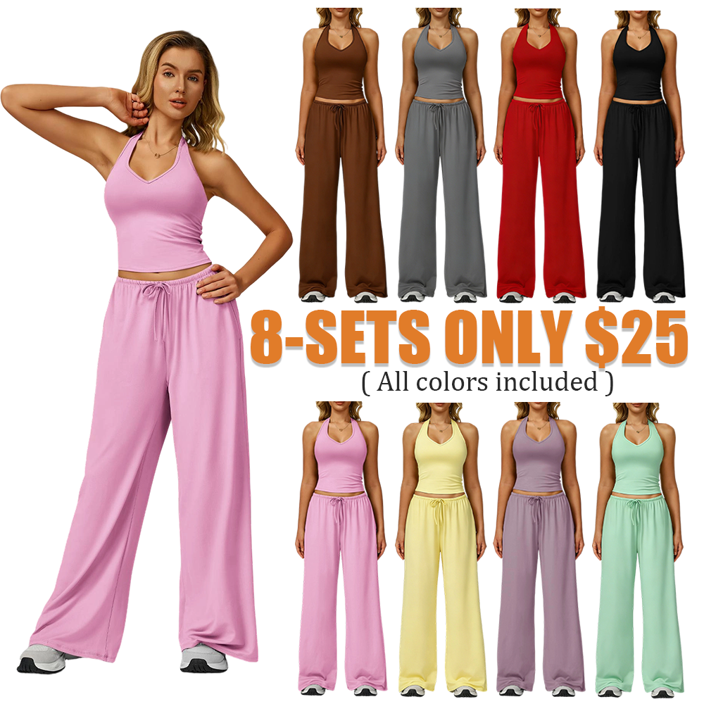 Women's Halter Top & Wide Leg Pants Sports Set