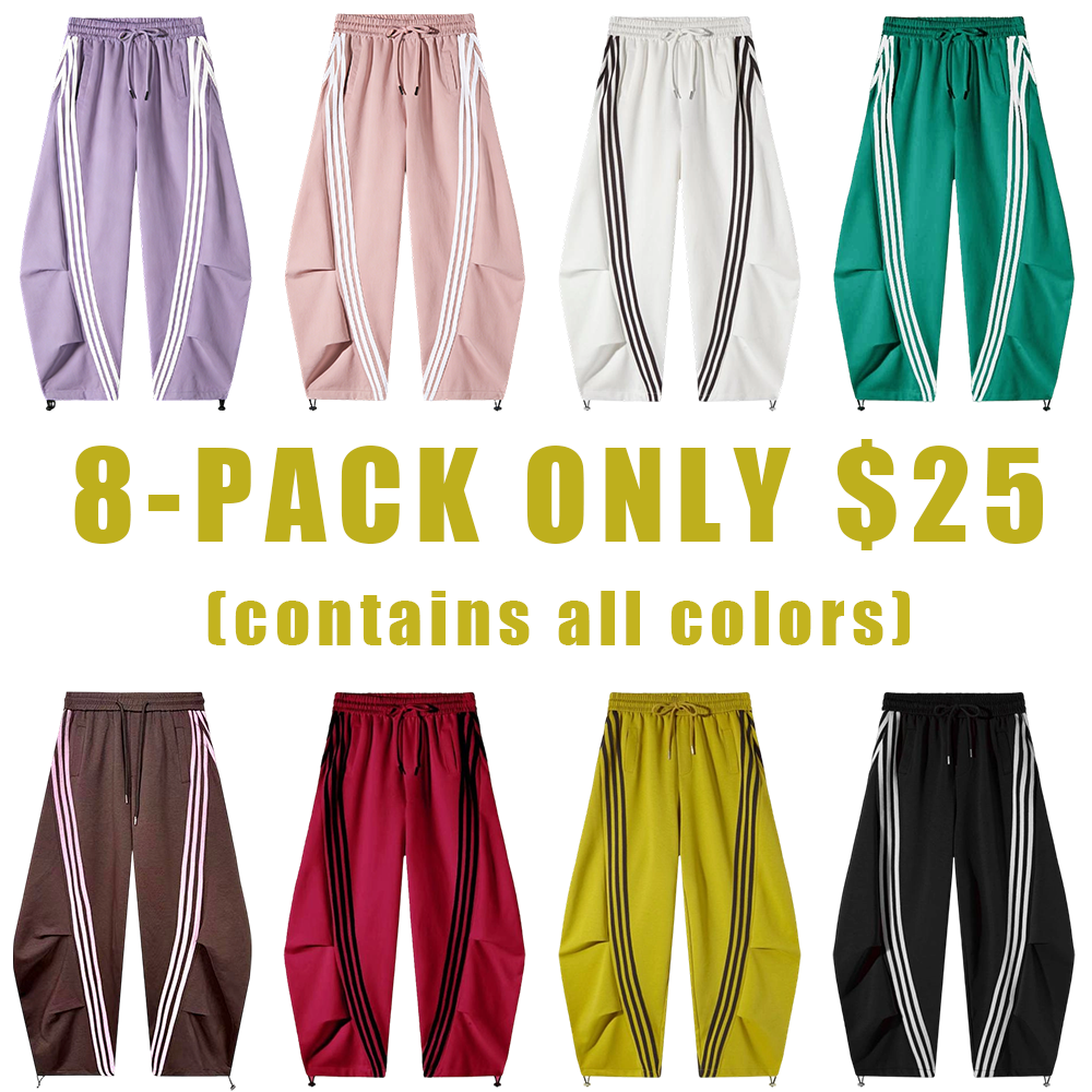 Women's Loose Wide Leg Striped Track Pants