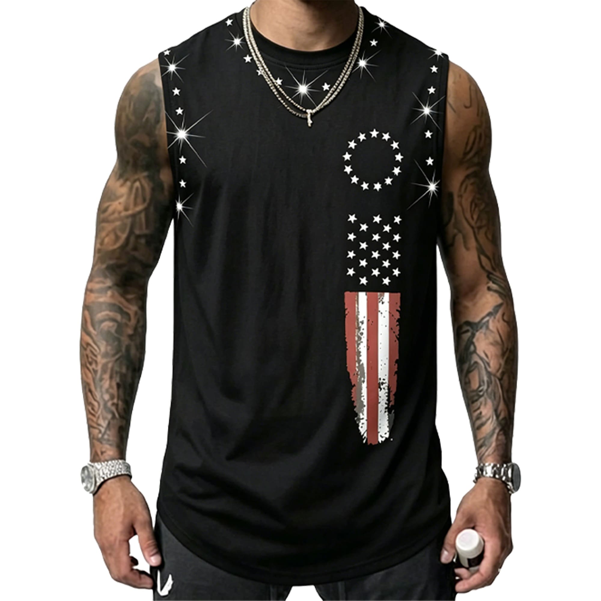 Men's American Flag Graphic Print Tank Top