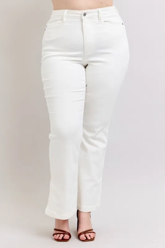 Blue Full Size High Waist Side Slit Slim Bootcut Jeans Plus Size