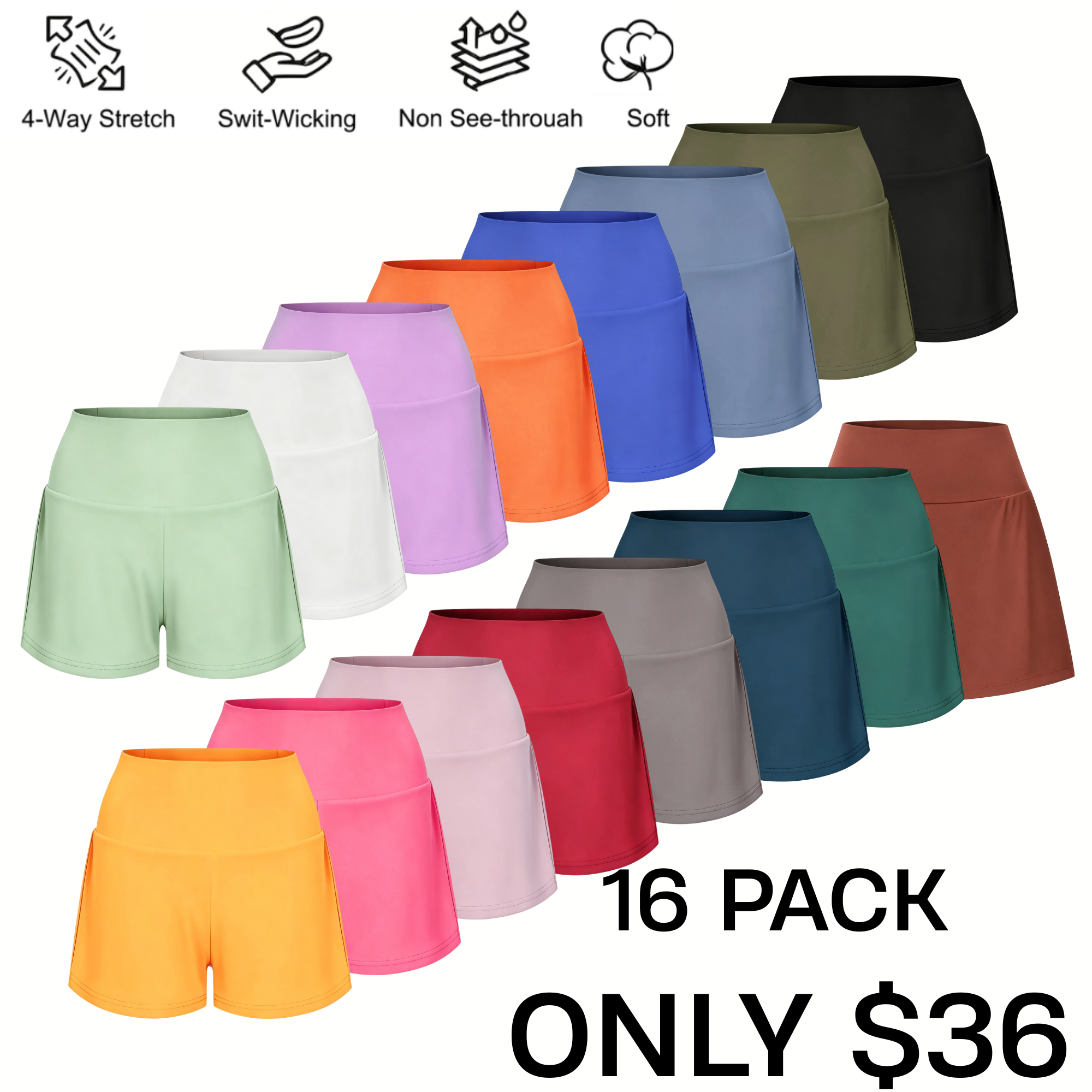 Super High Waisted Back Pocket & Side Hidden Pocket 2-in-1 Yoga Shorts
