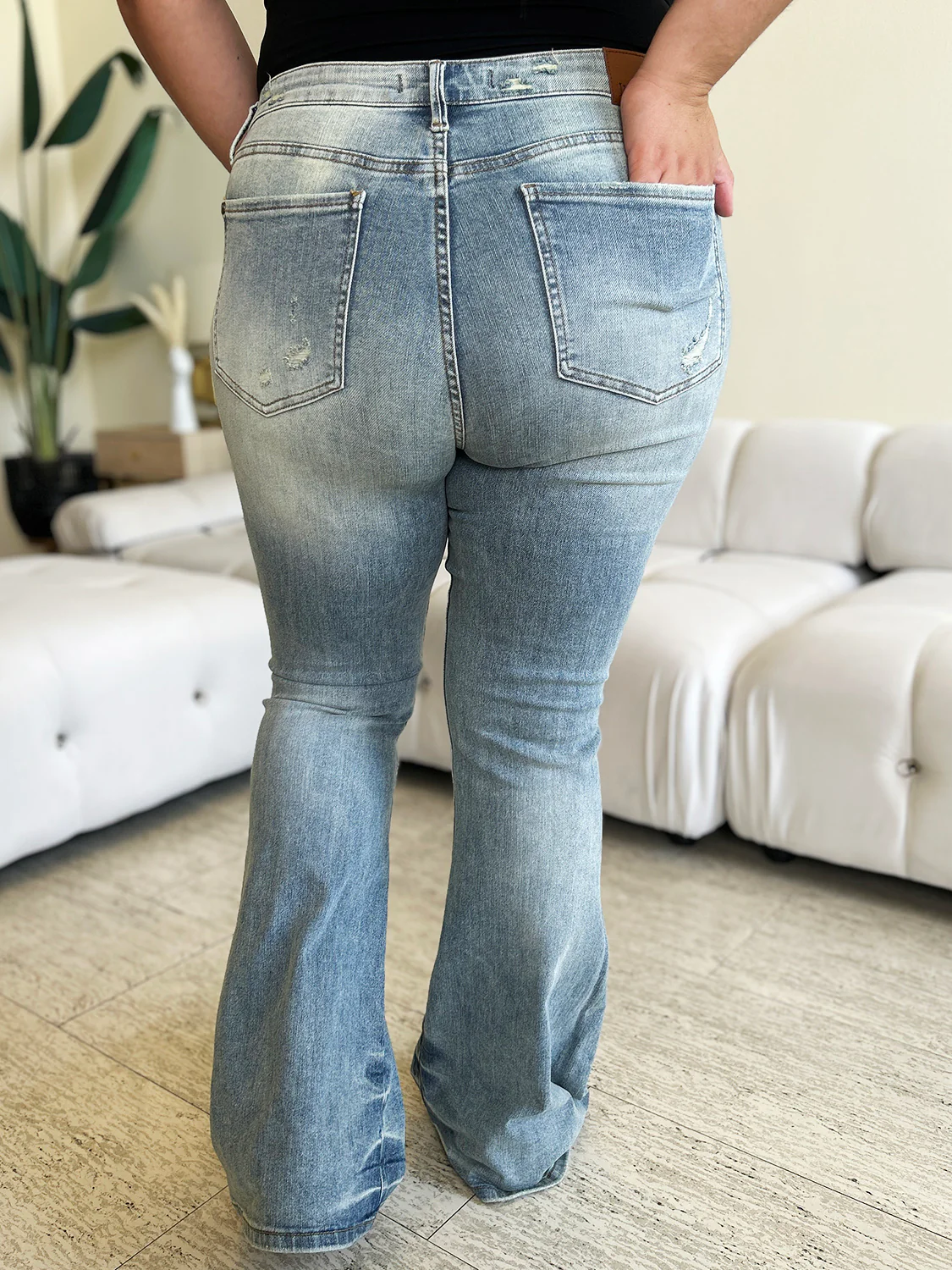 Blue Full Size High Waist Flare Jeans