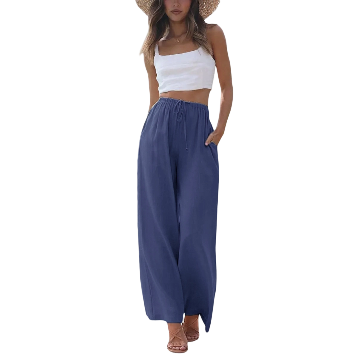 Women's Lightweight Wide Leg Palazzo Pants with Pockets☁️