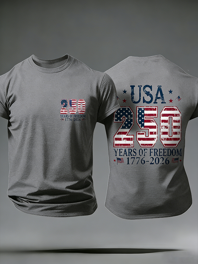 Men'S Casual American Founding Celebration Personalized Printed Round Neck T-Shirt
