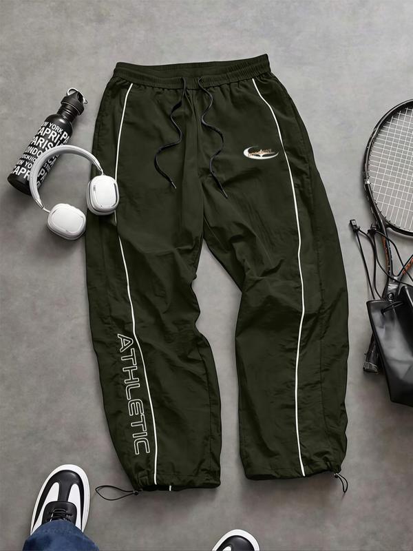 Men's Casual Sporty Long Pants, Loose Fit Elastic Cuff, Fashionable Print, Lightweight Fabric, Perfect for Daily Wear