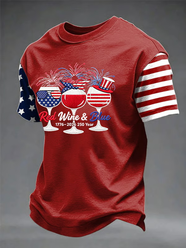 Men'S Casual American 1776-2026 Anniversary Printed Short Sleeved T-Shirt