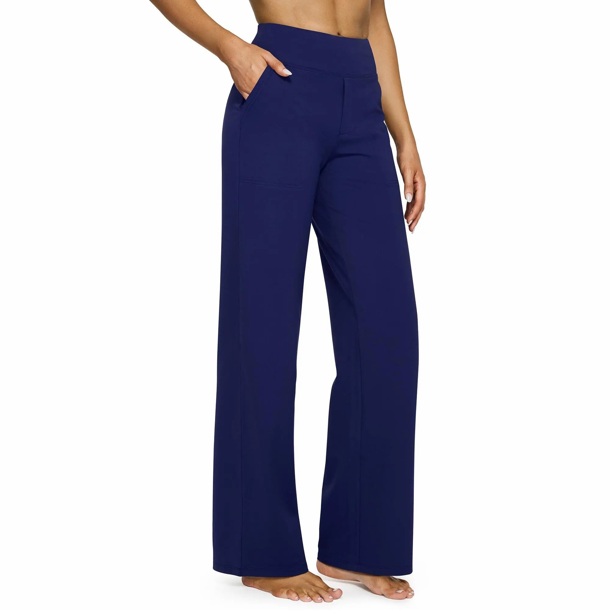 Women's High Waist Wide Leg Pants – Business Casual Yoga Sweatpants with Pockets