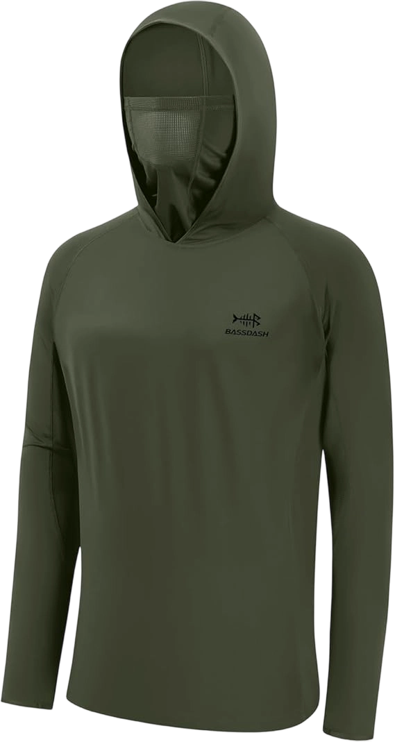 ☀️☀️UPF 50+ Men’s Long Sleeve Fishing Shirt with Mask UV Neck Gaiter Hoodie