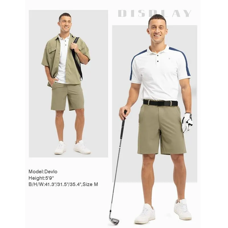 Men's Fashion 9'' Golf Work Shorts Stretch Waistband Quick-Dry Fit Hiking Casual Business Dress Athletic