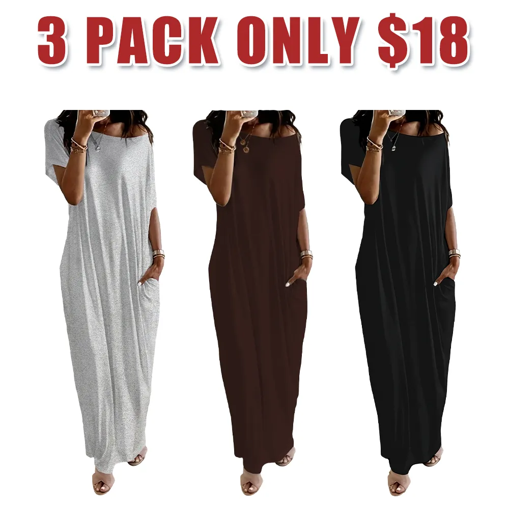 Women's Solid Color Batwing Sleeve Lounge Dress