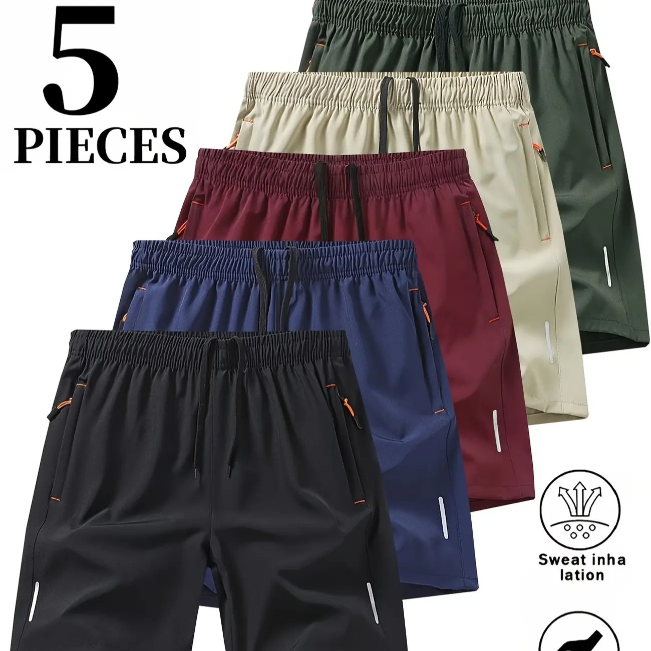 Men's 5-Pack Dry-Fit Gym Shorts Comfortable & Breathable