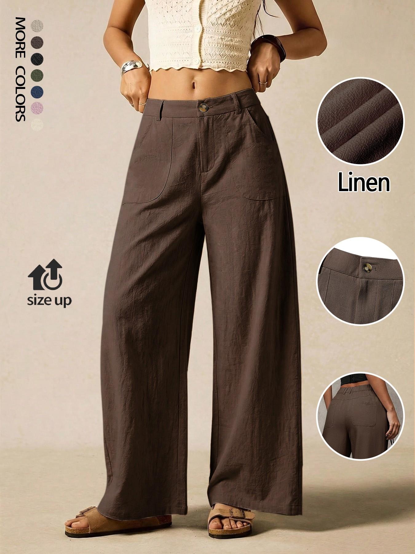 Women's Summer Linen Breathable Lightweight Wide-Leg Pants