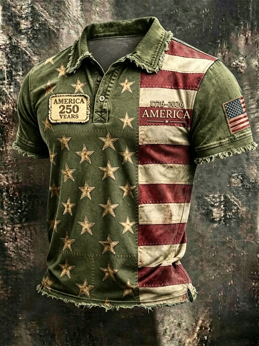 Men'S 250Th Anniversary Printed Casual Polo Shirt
