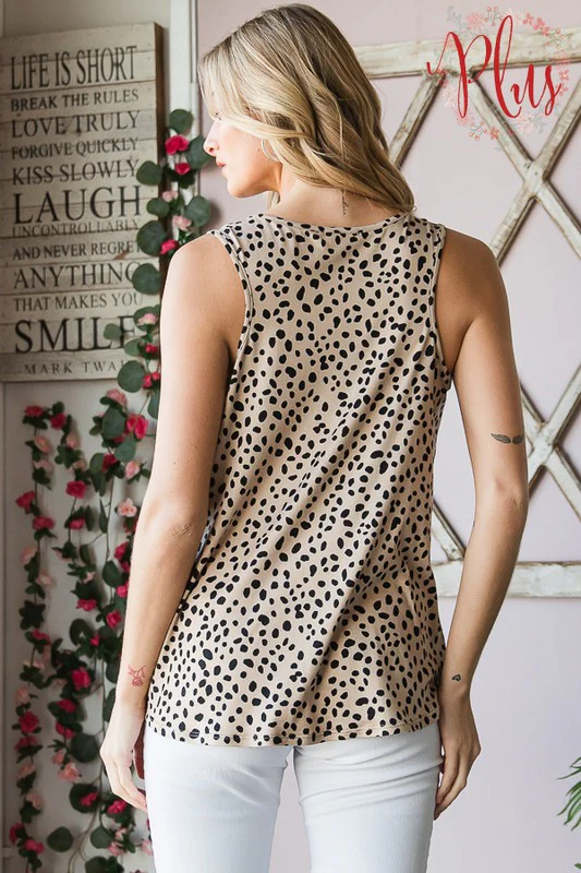 Front Button Animal Print Sleeveless Top
