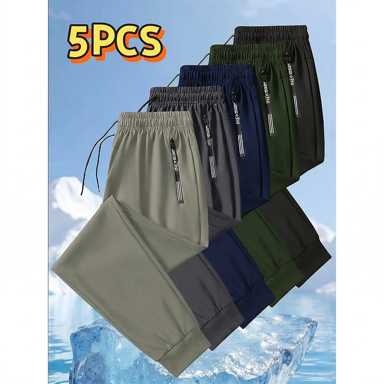 Men's Ice Silk Joggers – Breathable, Medium-Stretch Fabric