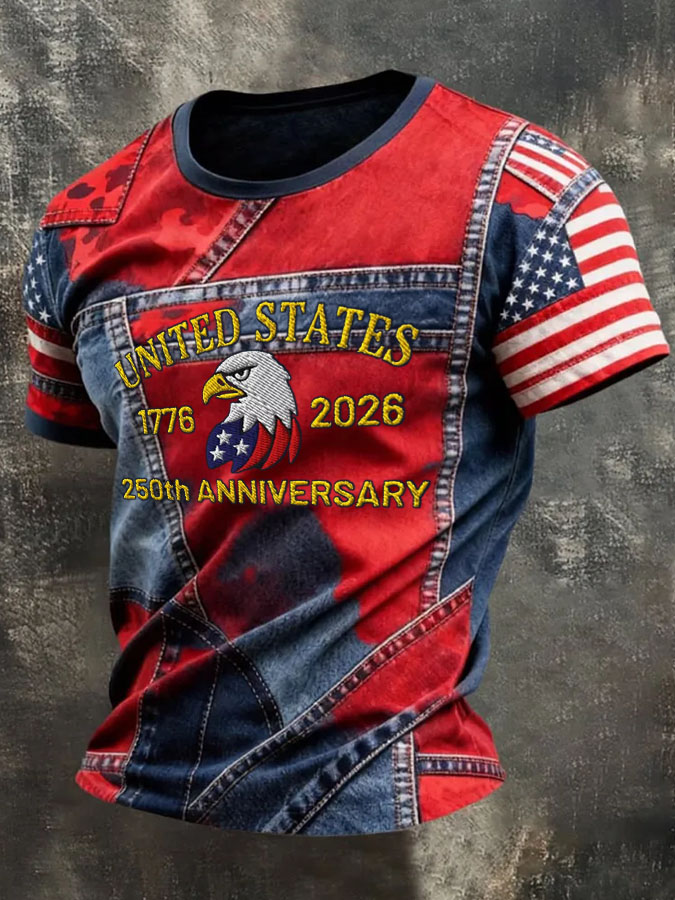 Men'S American Flag Commemorative 250Th Anniversary Classic Pattern Short Sleeve T-Shirt