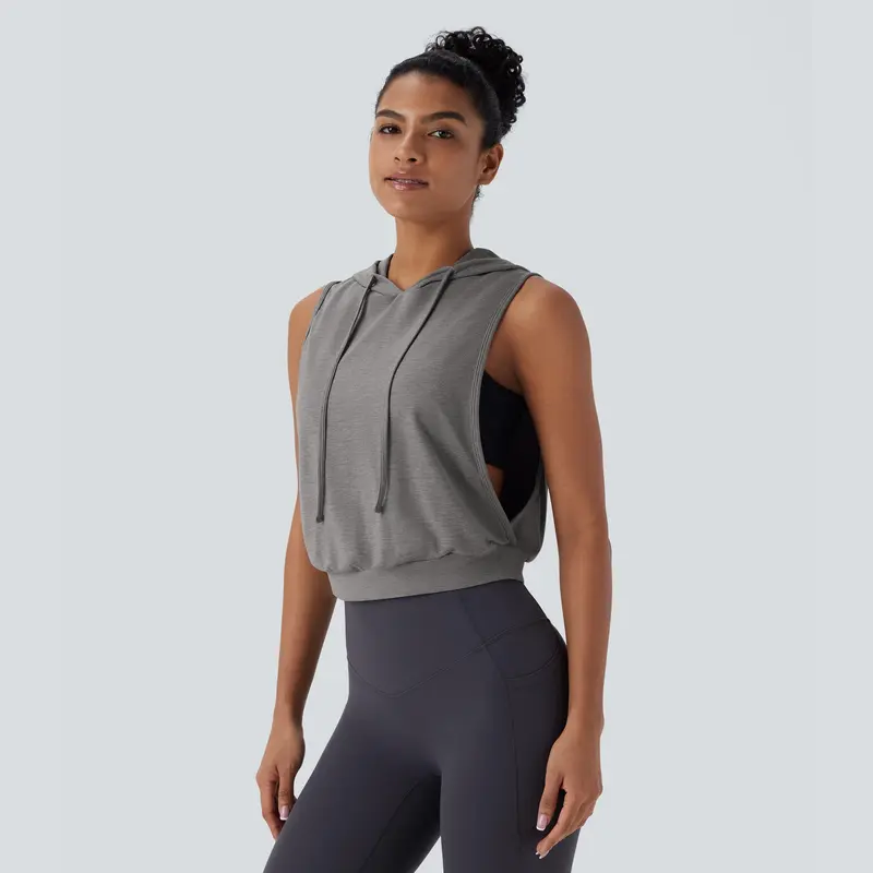 Halara Hooded Drawstring Sleeveless CroppedRunning Tank Top, Summer 2025 Outfits