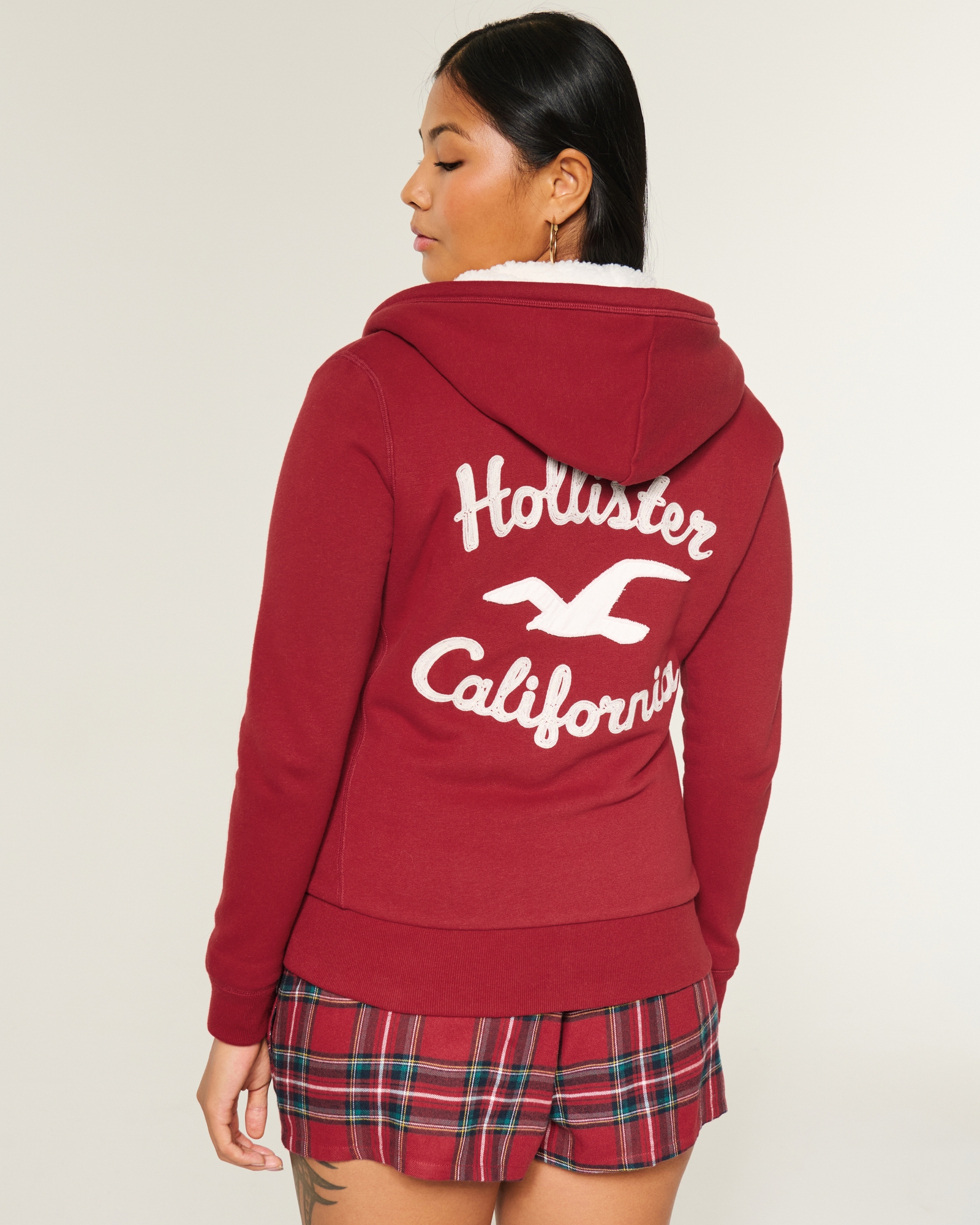 Holiday Vault Release Sherpa-Lined Zip-Up Logo Graphic Hoodie
