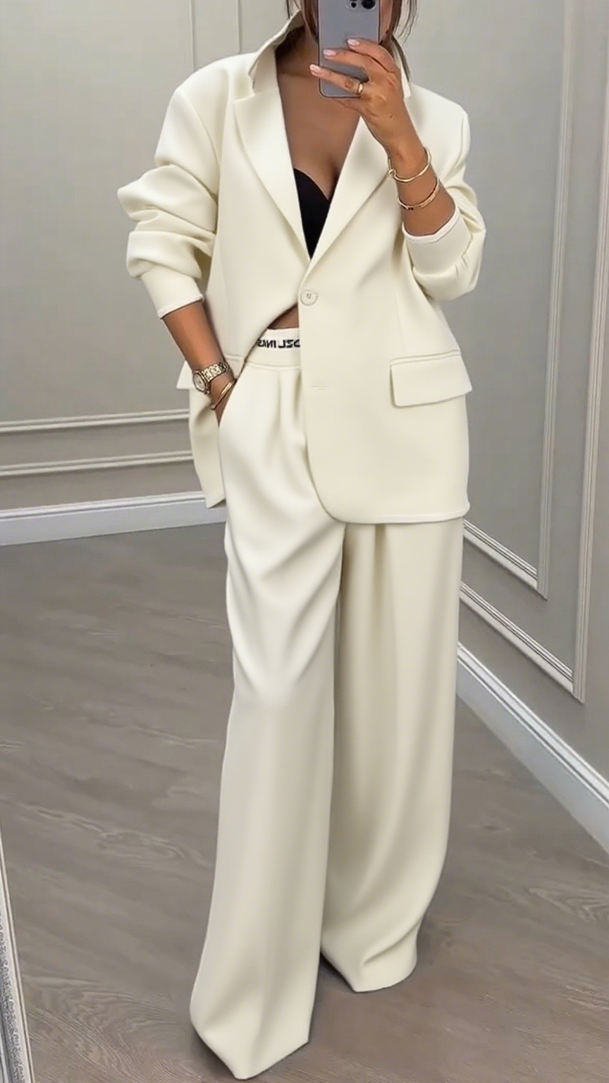 Ladies Collar Jacket+ Pants Style Commuting Suit