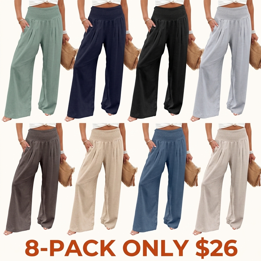 Women's wide-leg linen trousers