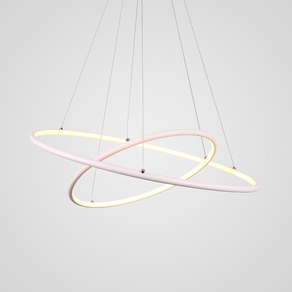 2 Ring Aluminum Minimalist Style Semi Flush Mount Chandelier LED Ceiling Light