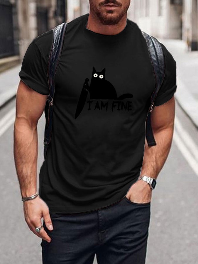 Men's Halloween I'm Fine Print Short Sleeve T-shirt