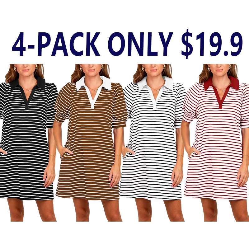 Casual Chic V-Neck Striped Summer Dress with Pockets