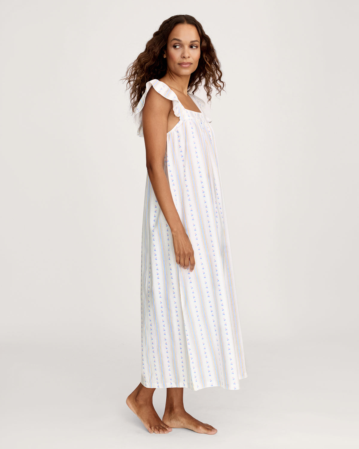 Women's Twill Clara Nightgown in Cottage Stripe