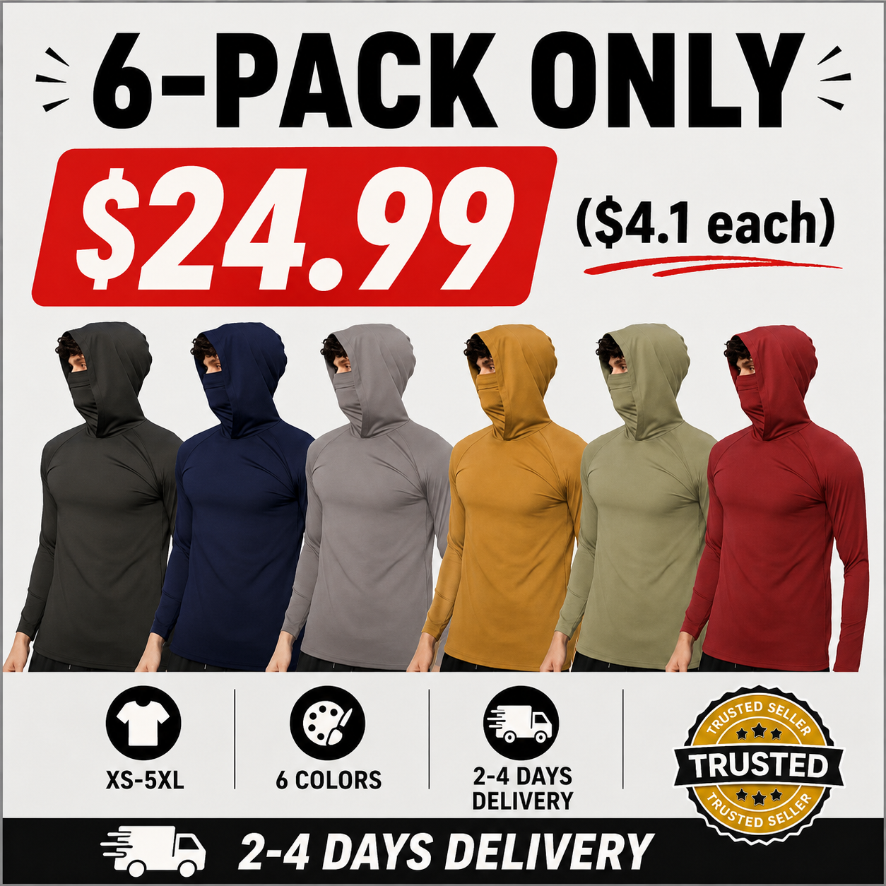 Men's Casual Hooded Pullover 6-Piece Set