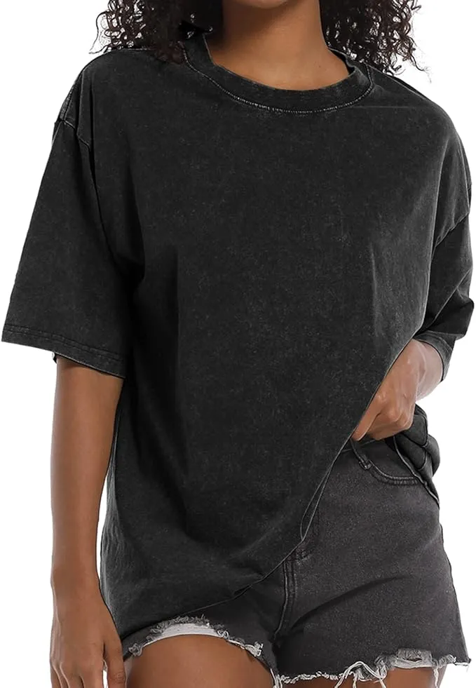 Acid Wash Women's Oversized Cotton T-Shirt