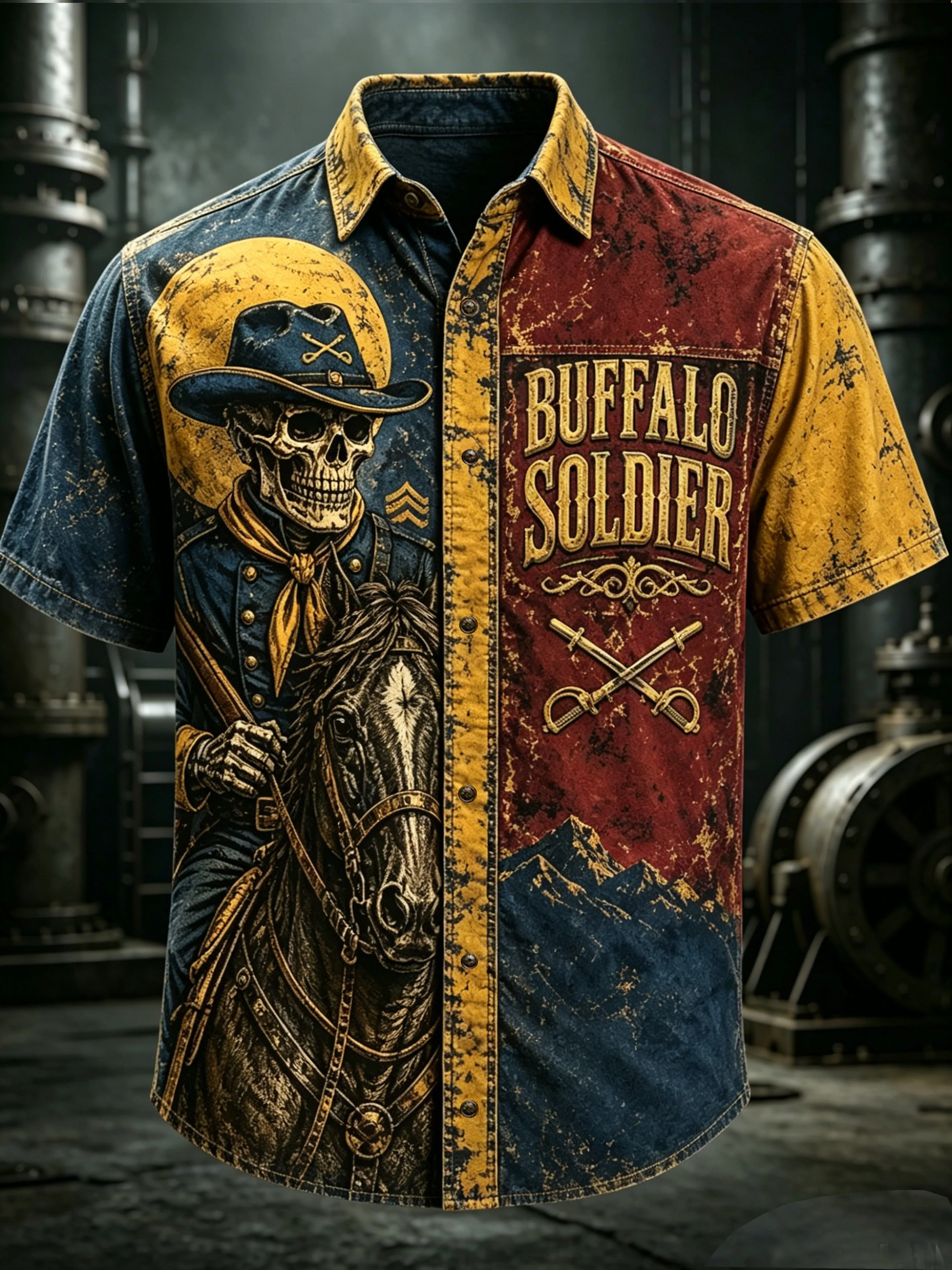Men's Juneteenth Buffalo Soldier Cycling Art Print Top