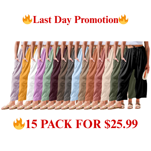 Womens Linen Wide Leg Pants Casual Loose Drawstring Summer Beach Travel Vacation Palazzo Harem Pants with Pockets