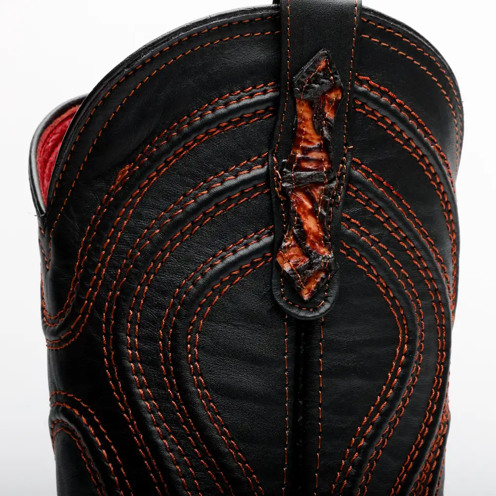 Cognac Jumbo Pirarucu Leather Boots - Square Toe
