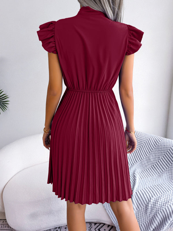 Temperament Lace-Up Waist Pleated Skirt