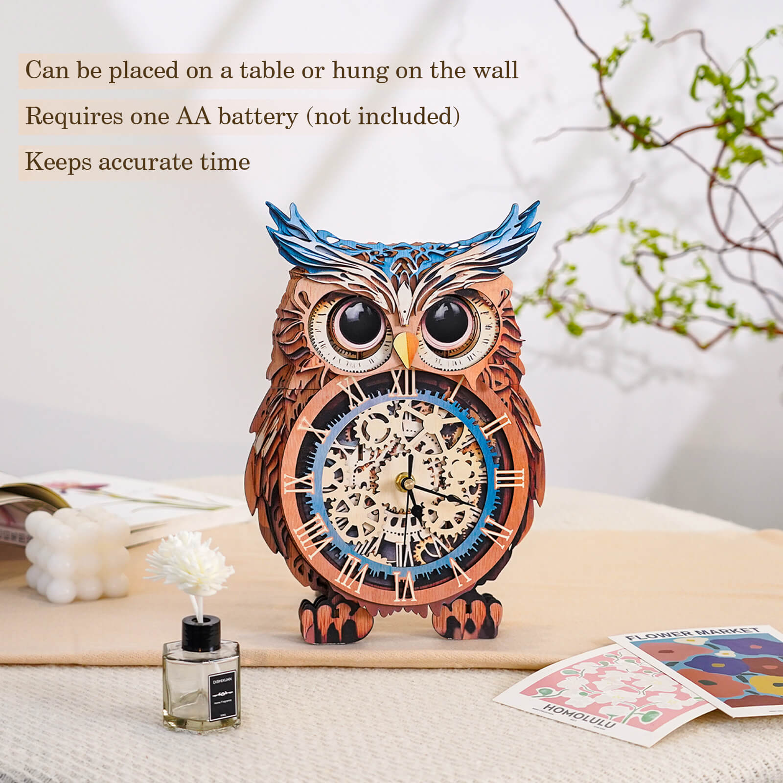 Owl DIY Wooden Clock, 3D Puzzle Craft Kit