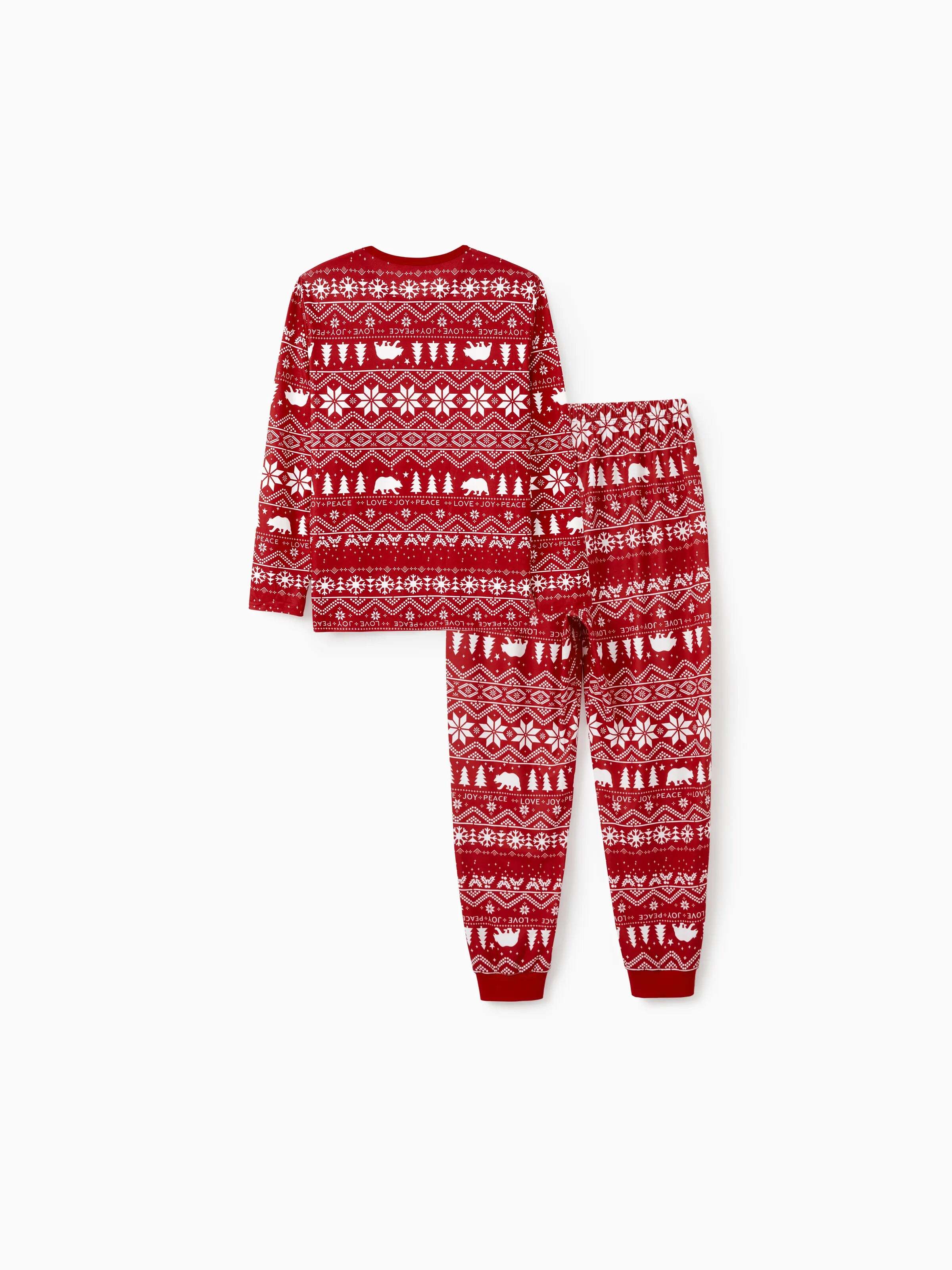 Christmas Print Family Matching Pajamas Sets with Christmas Socks Red