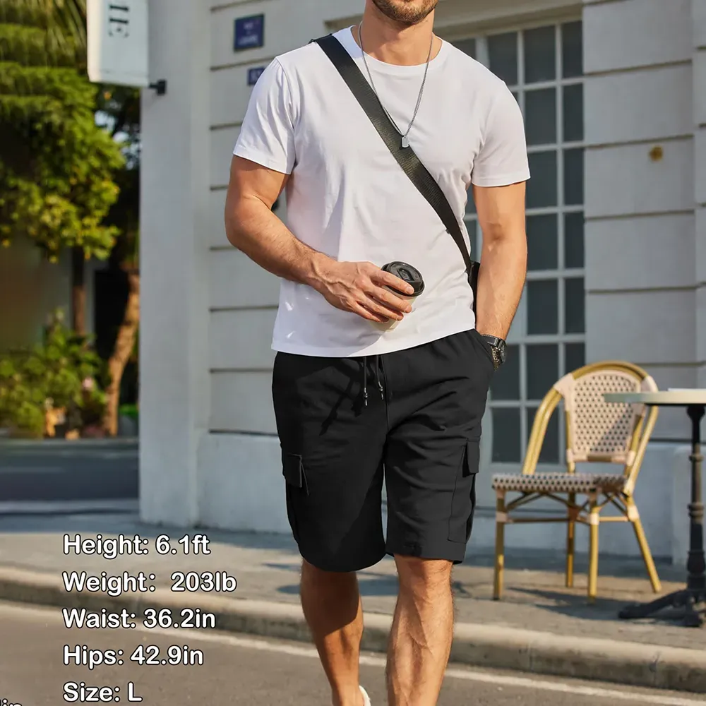 Mens Casual Drawstring Cargo Shorts – Big Pockets Comfy Fit