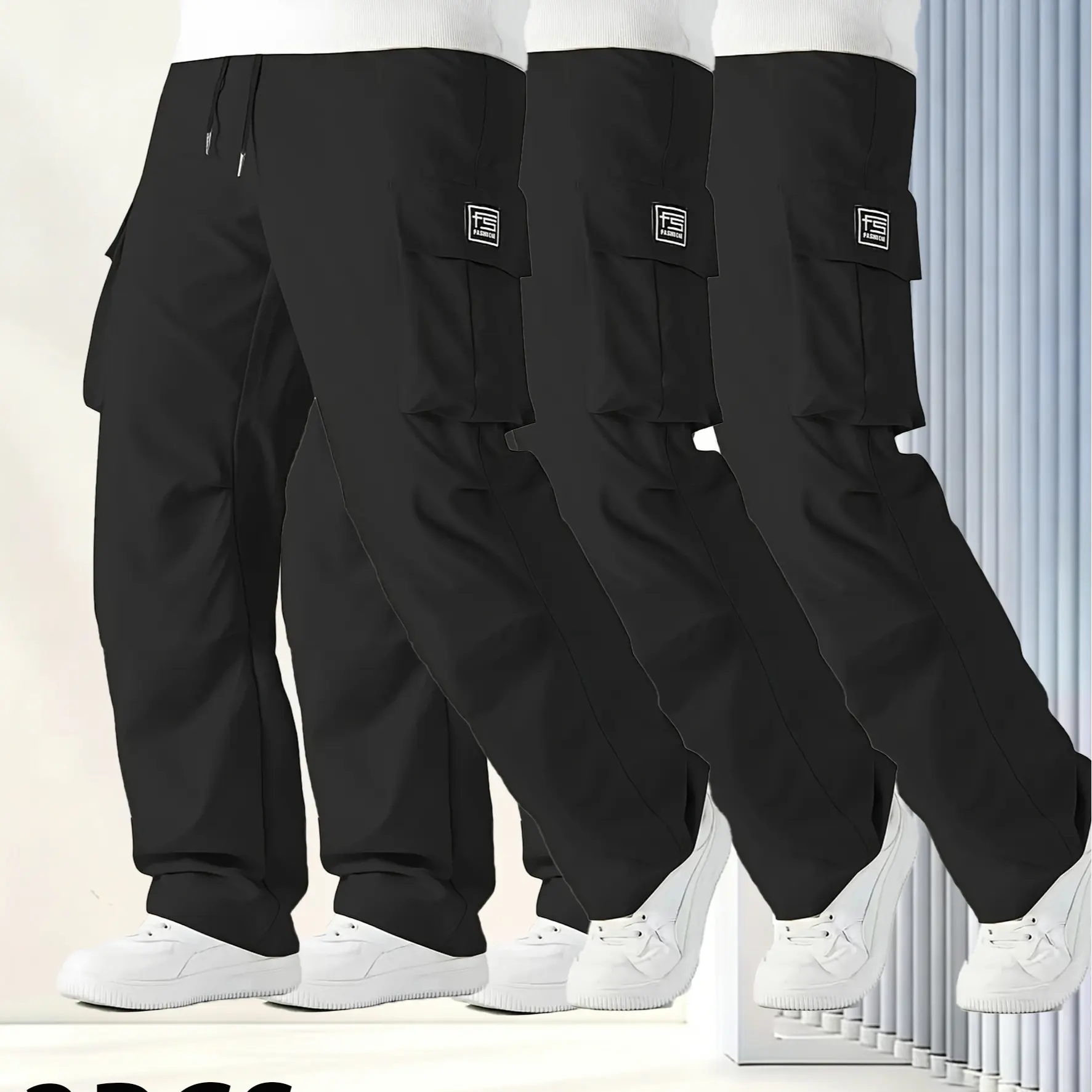 Men's Tactical Cargo Pants, Elastic Waistband & Multi-Pocket Design