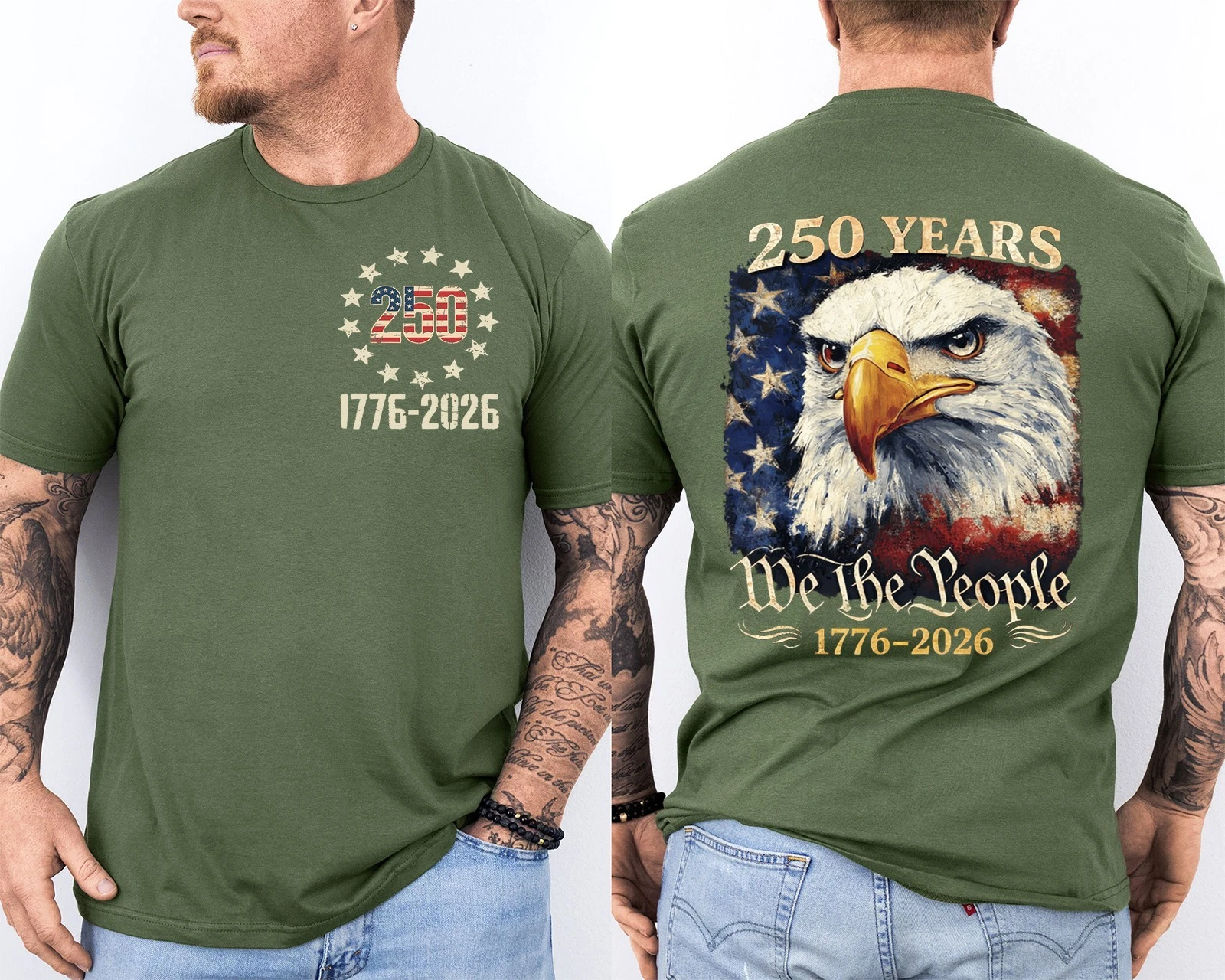 Men'S Casual American 1776-2026 Anniversary Printed Short Sleeved T-Shirt