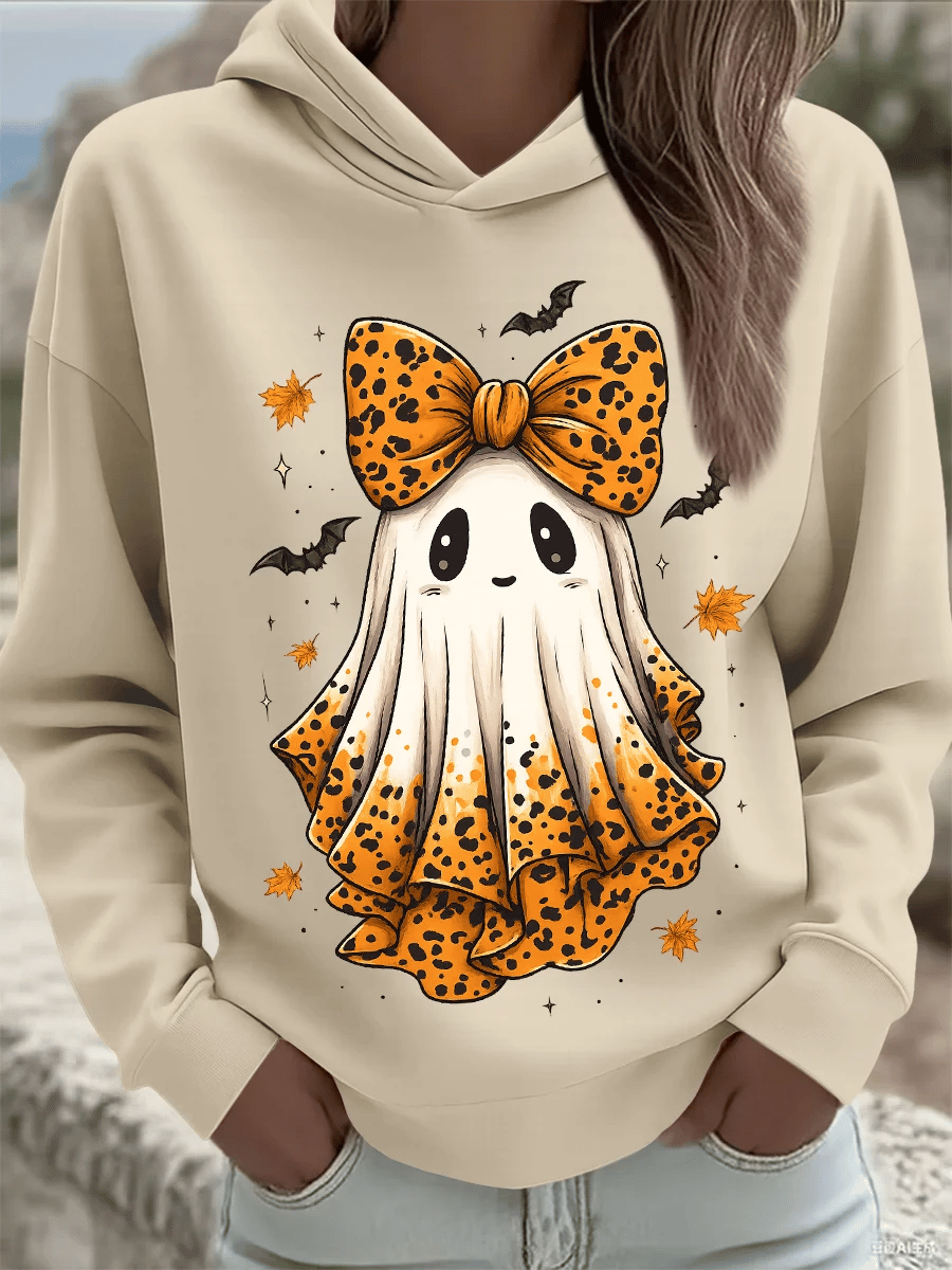 🔥HOT SALE🔥Women's Halloween Ghost Bat Art Print Sweatshirt