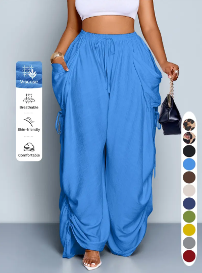Stay cool this summer: Women's casual, loose-fitting wide-leg trousers made from woven fabric