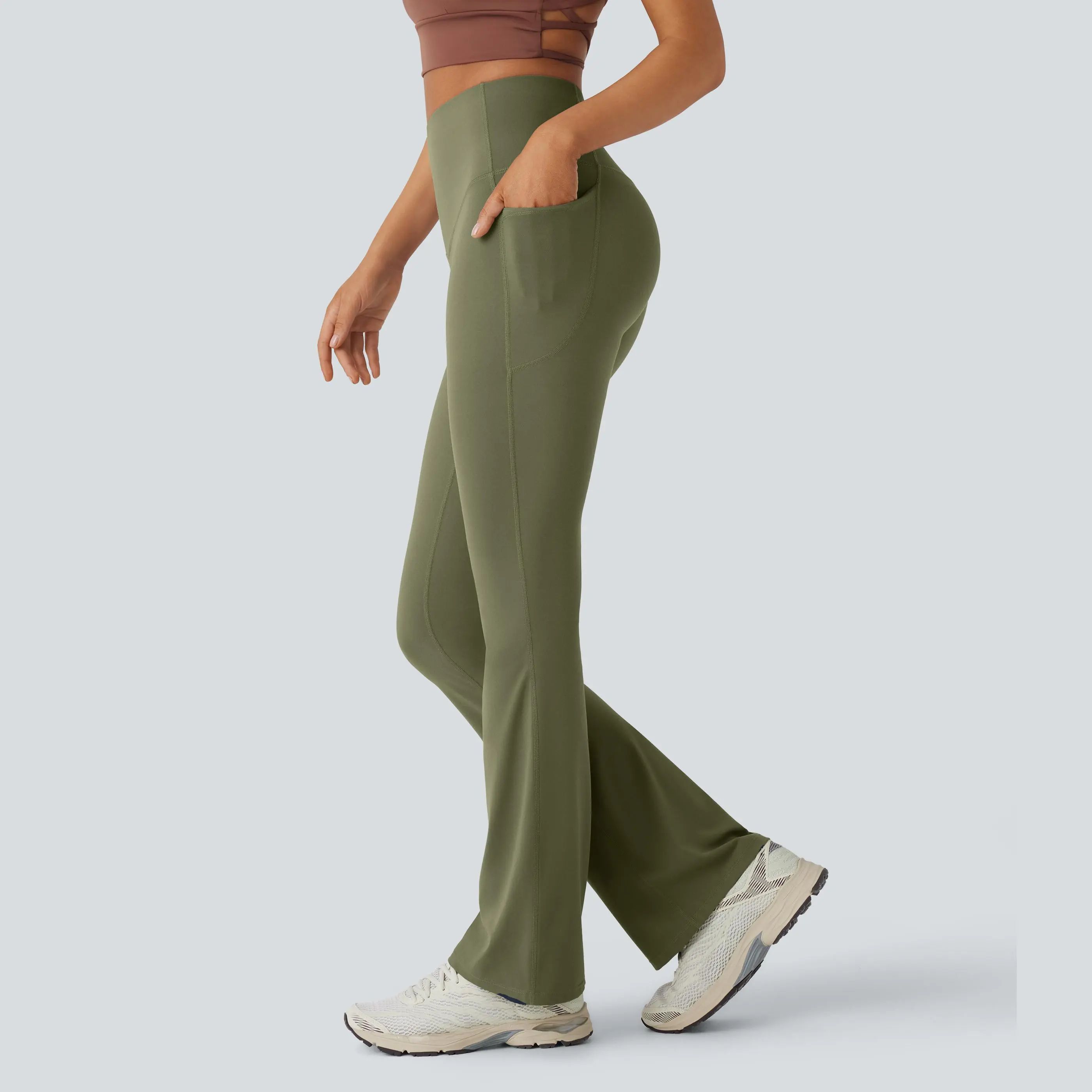 UltraSculpt High Waisted Tummy Control Pocket Shaping Yoga Bootcut Leggings